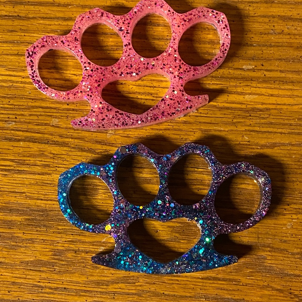 COPY - Glitter Brass Knuckles Duster Keychain! Can do any color, no two are ali…